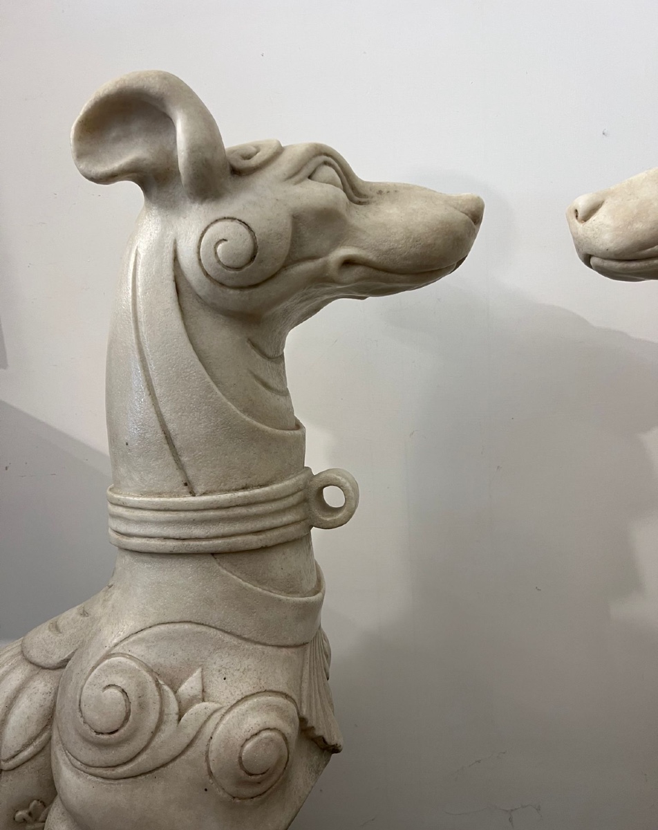 Pair Of Marble Dogs -photo-2
