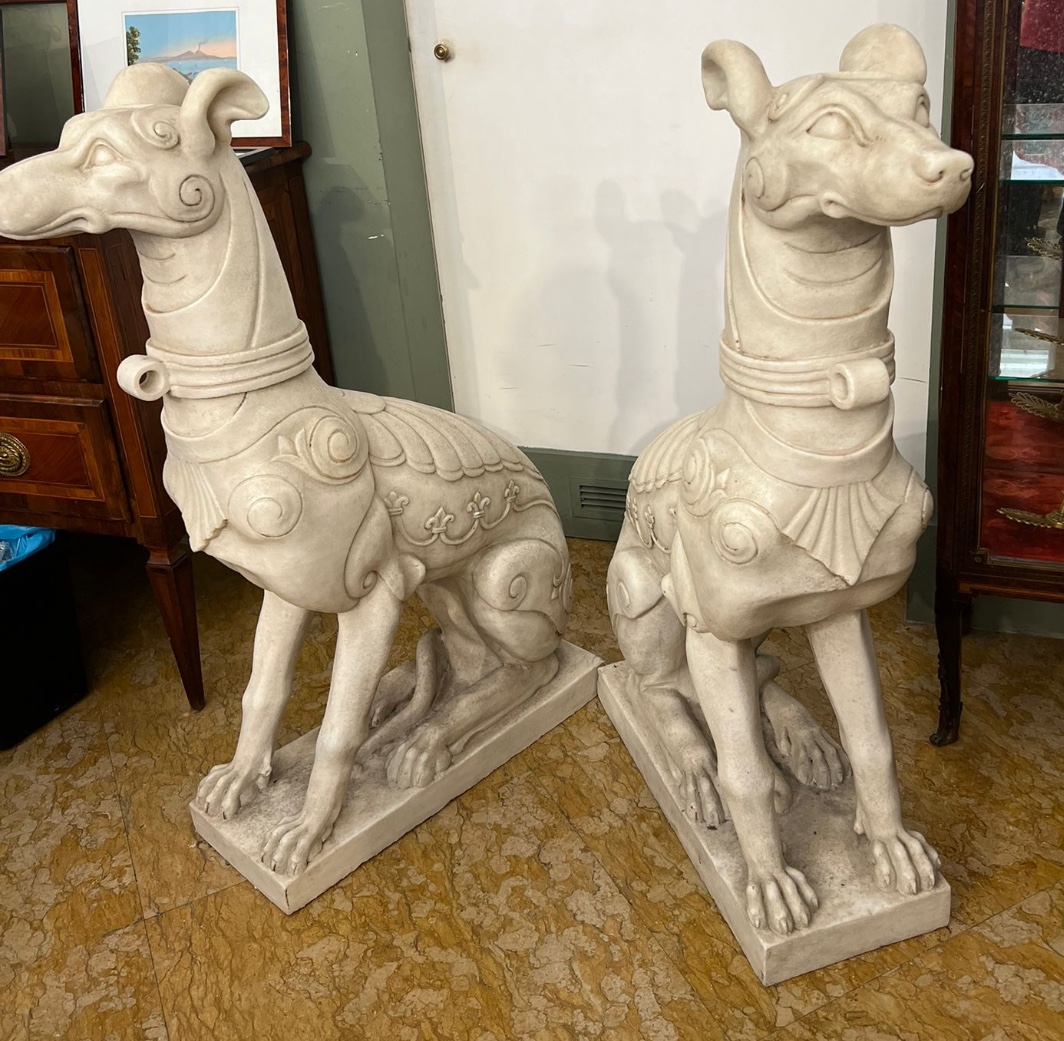 Pair Of Marble Dogs 