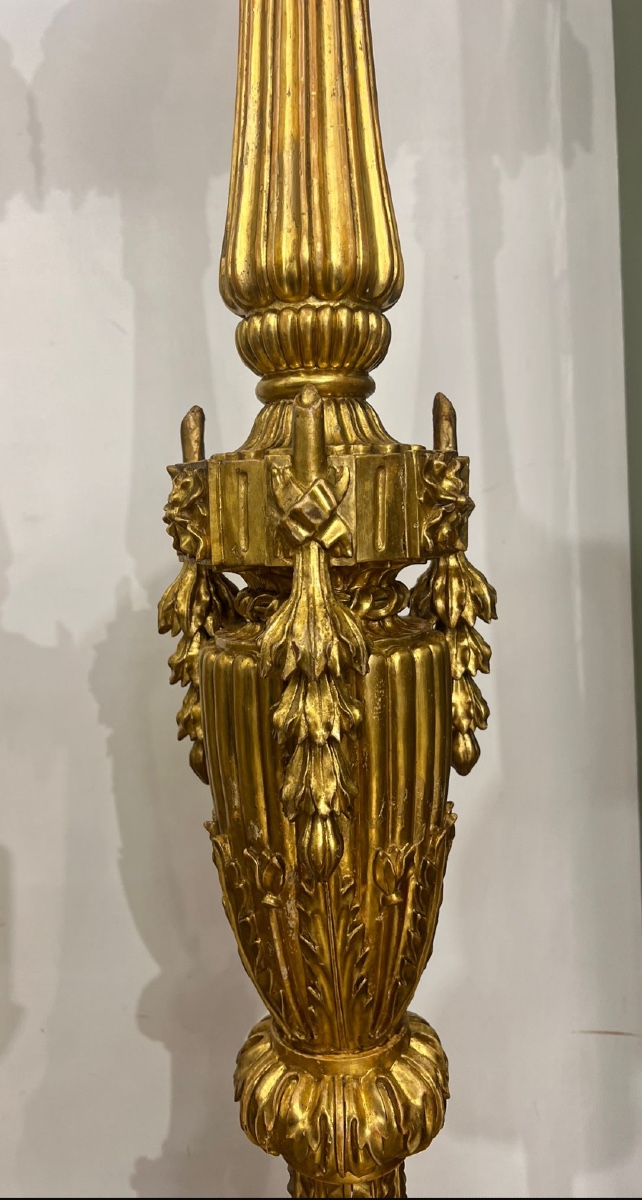 Pair Of Gilded Wooden Torch Holders -photo-4