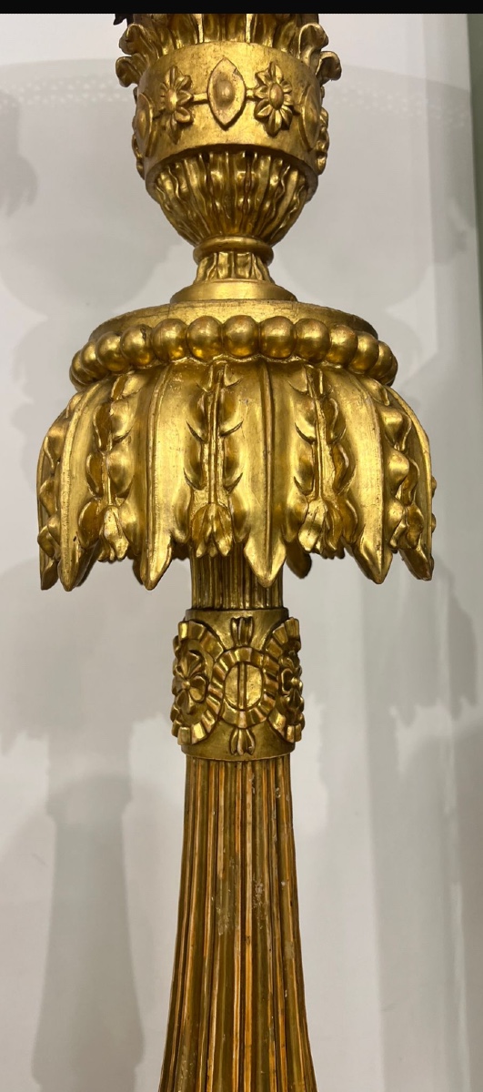 Pair Of Gilded Wooden Torch Holders -photo-1
