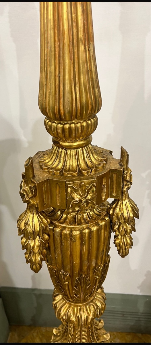 Pair Of Gilded Wooden Torch Holders -photo-2