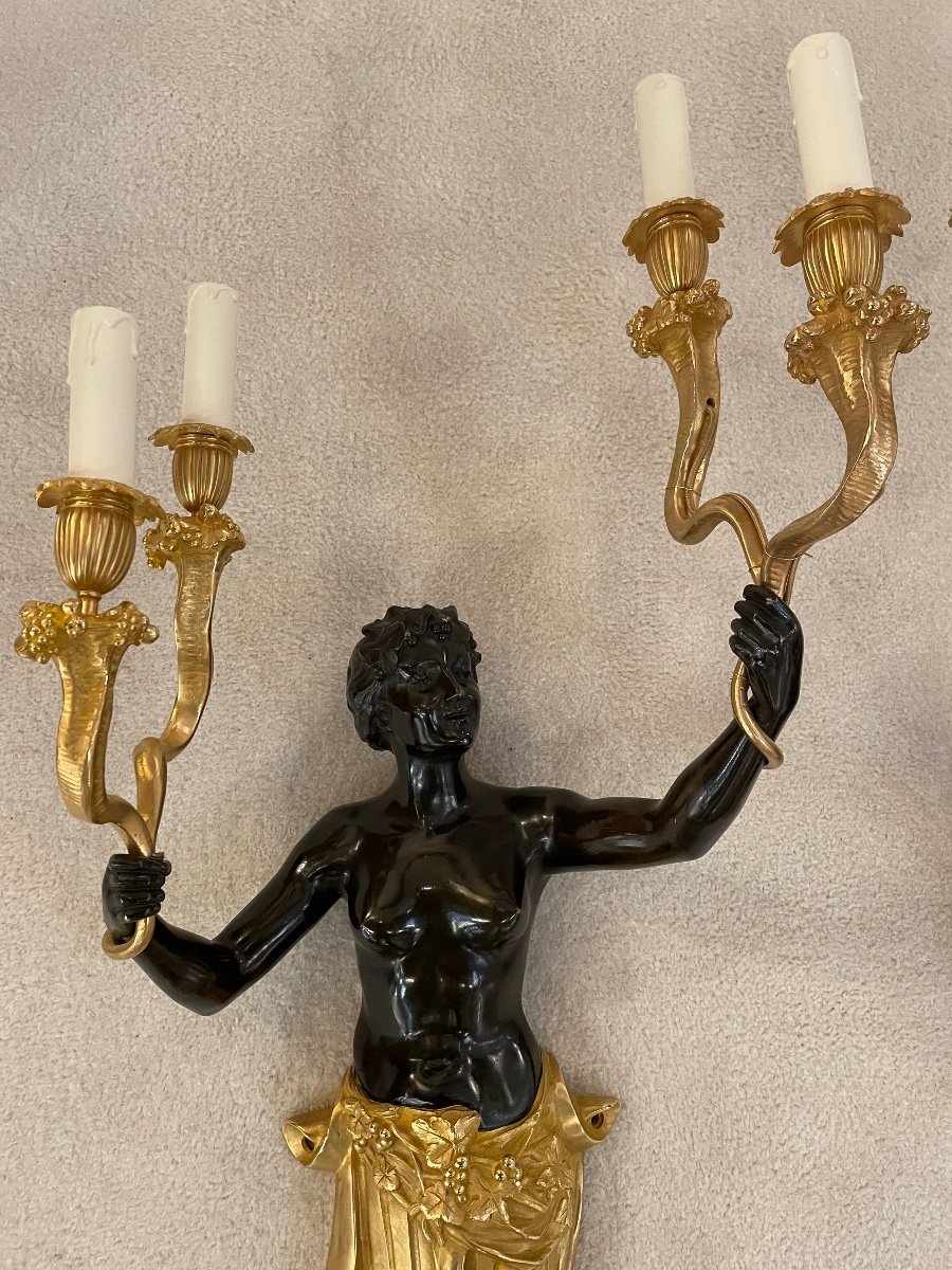 Pair Of Bronze Wall Lamp-photo-3