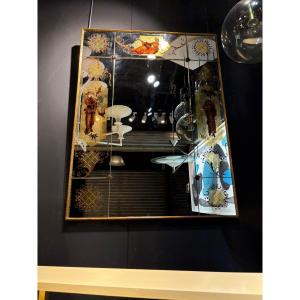 Miroir graver avec des personnages chinoisants 