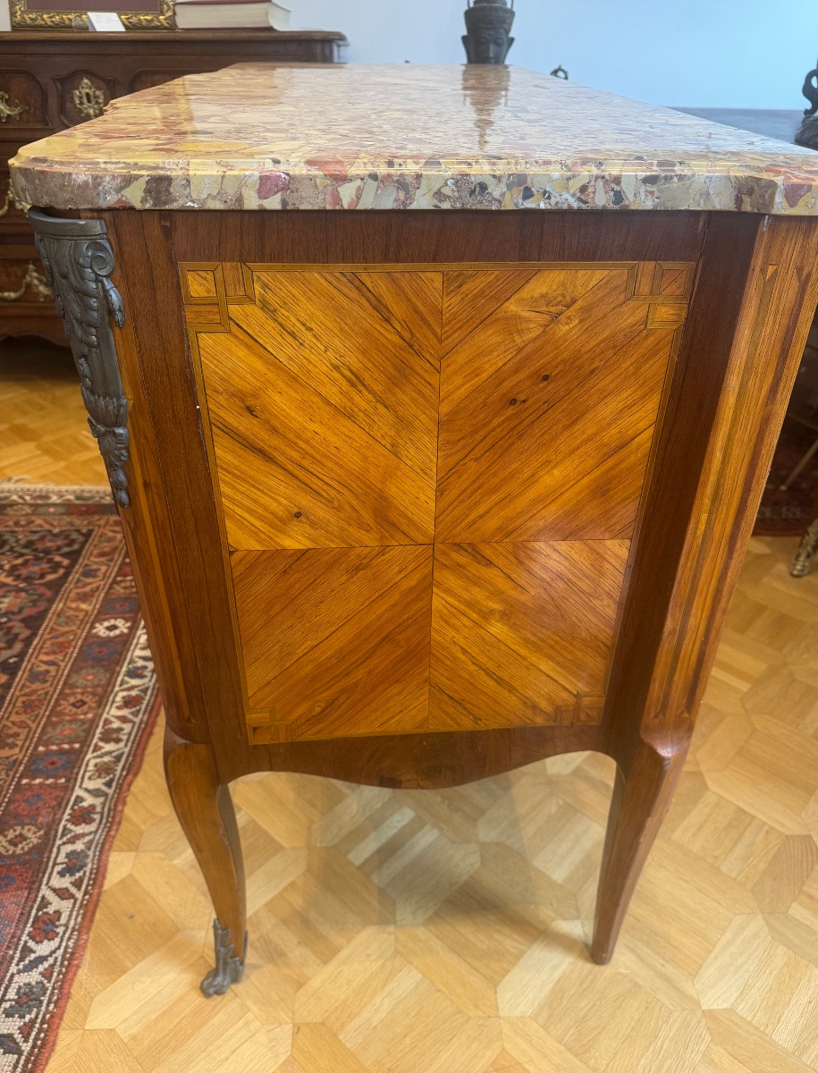 Transition Period Flower Marquetry Chest Of Drawers Stamped Dl Ancellet-photo-6