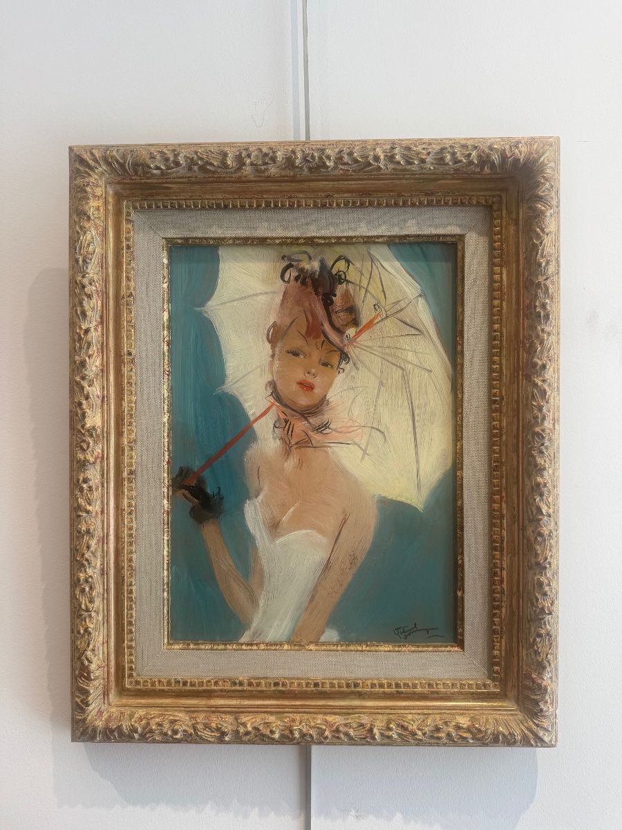 J.g. Domergue, *portrait Of A Young Woman With A Parasol*-photo-2