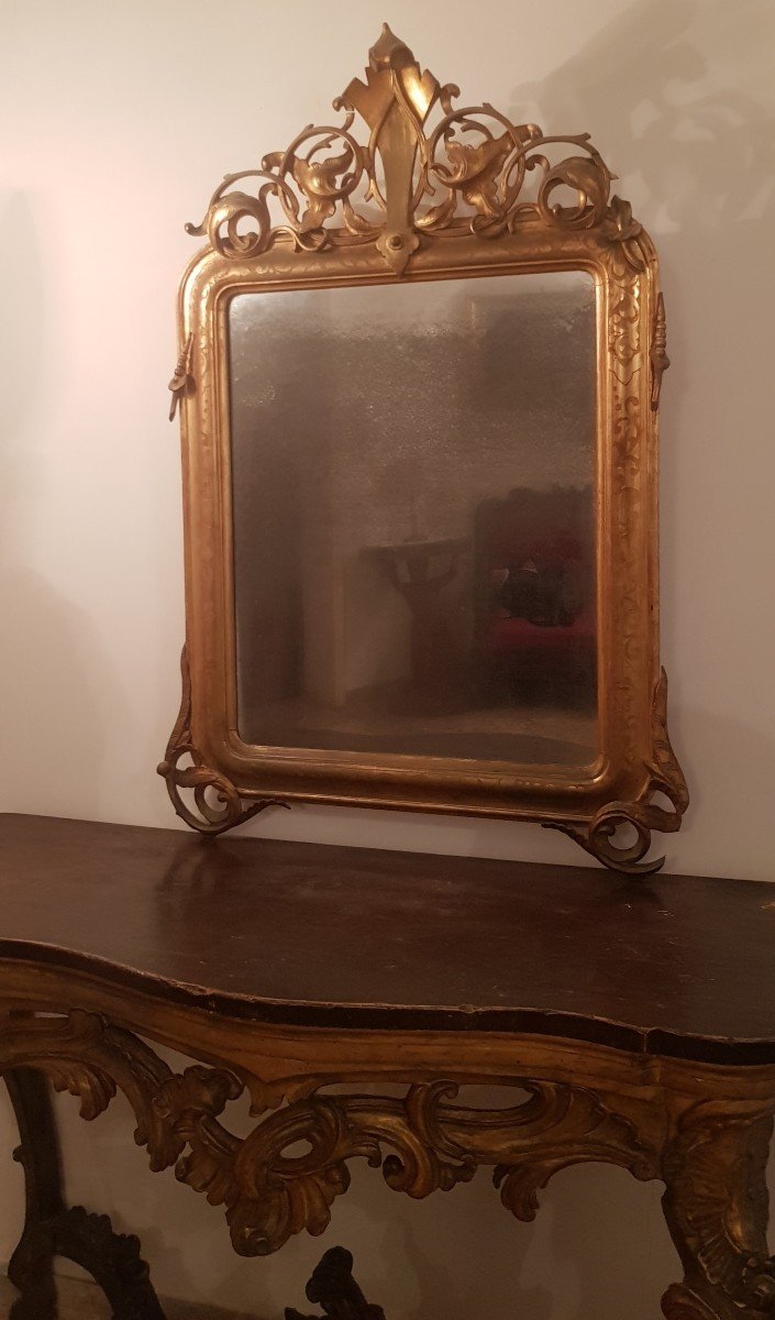 Miroir  En Bois Doré Italie XIXs 