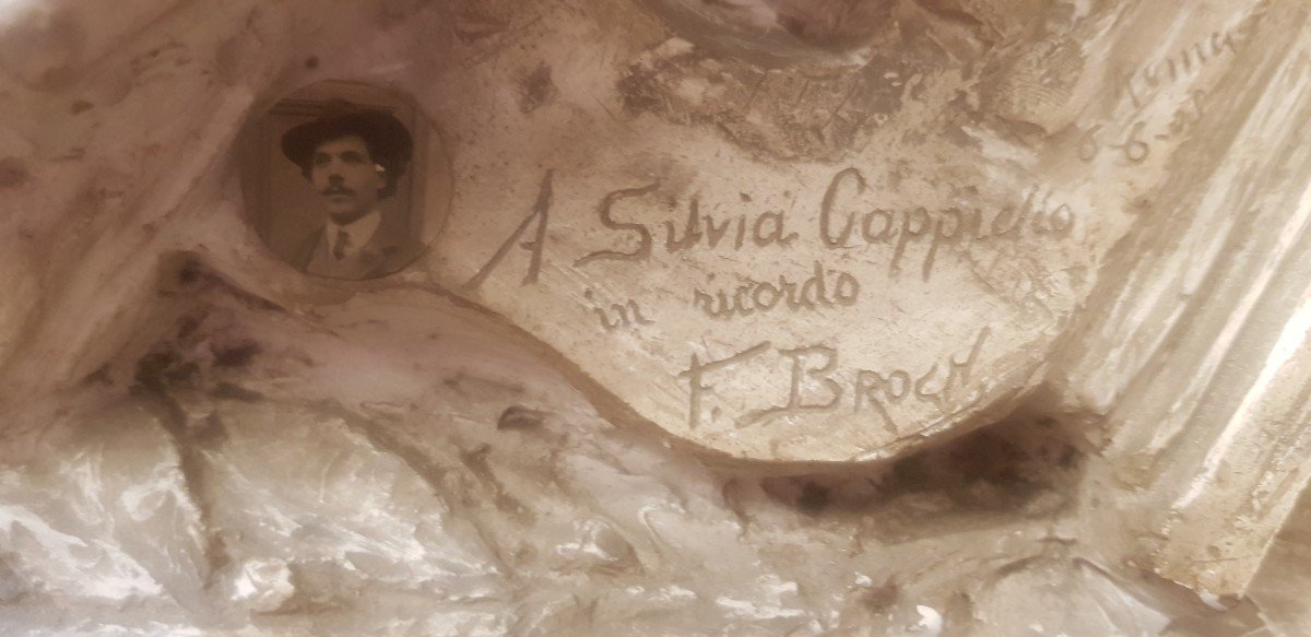 Plaster Bust Of The Artist S. Cappiello Made By Francisco Broch Llop Dated 1908-photo-3