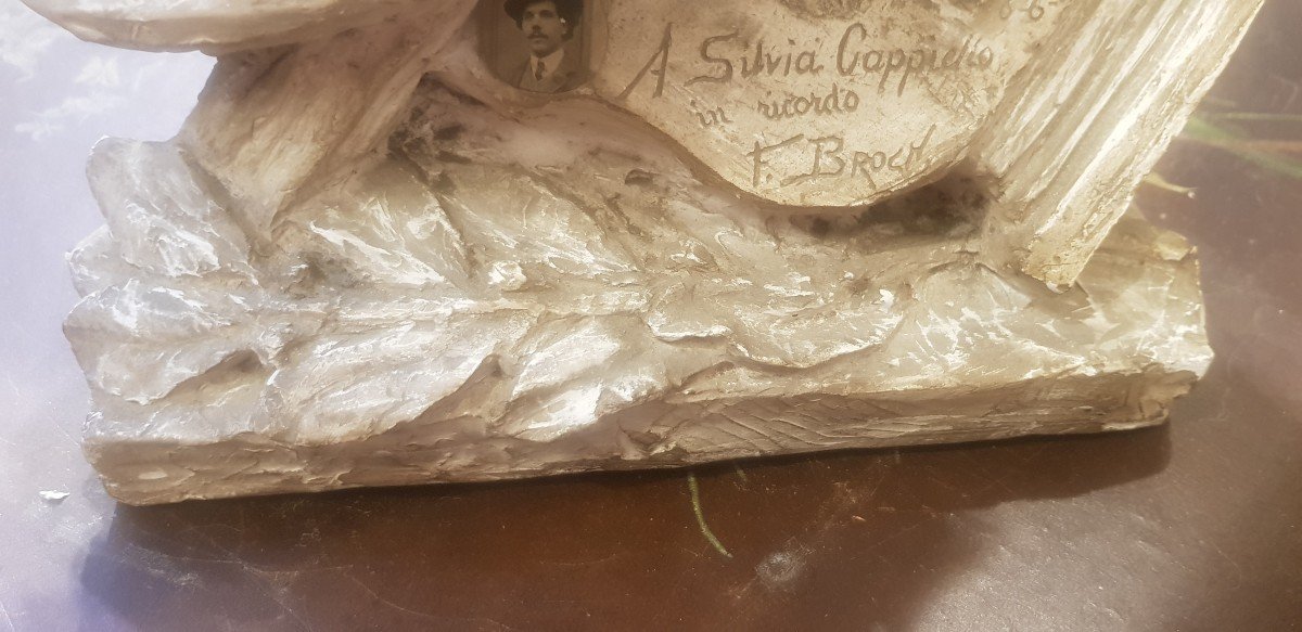 Plaster Bust Of The Artist S. Cappiello Made By Francisco Broch Llop Dated 1908-photo-2