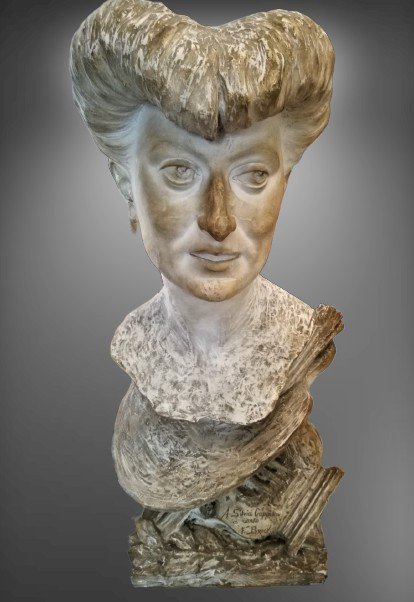 Plaster Bust Of The Artist S. Cappiello Made By Francisco Broch Llop Dated 1908
