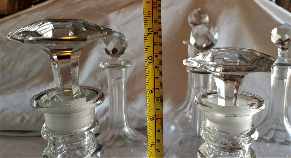 Paire De Carafes XIXs En Cristal Taillé -photo-7