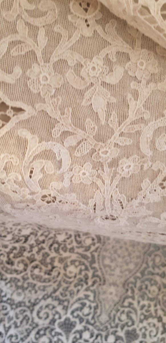  Nappe d'Apparat Entièrement En Dentelle De Venise Début XXs 160x340 Cm-photo-4