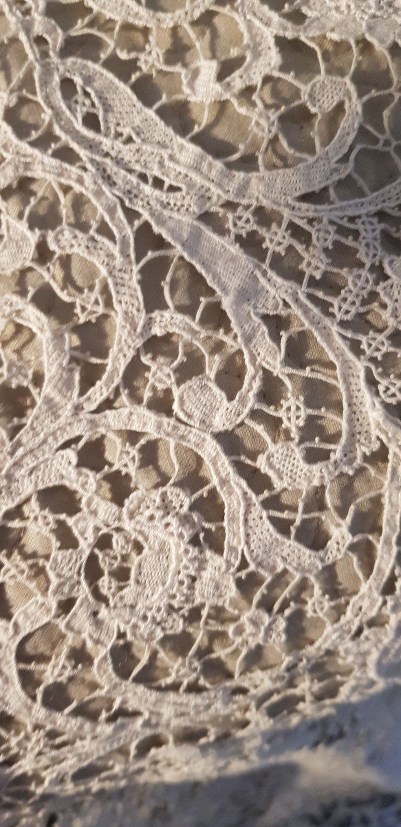 Ceremonial Tablecloth Entirely In Venetian Lace Early XXs 160x340 Cm-photo-2