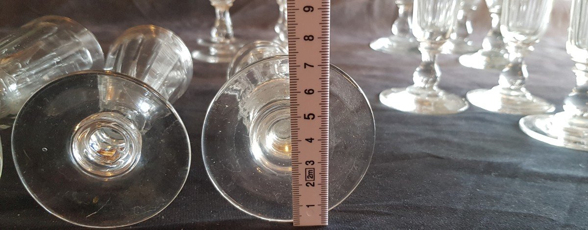  Lot 14 Flutes Anciennes XIX S  En Cristal Taillé à Pans H 16,5-20 Cm-photo-6