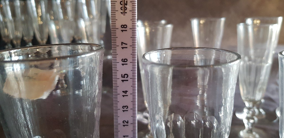Serie 20 Antique Flutes In Cut Crystal Double Baluster Leg Mod. Clermont-photo-3