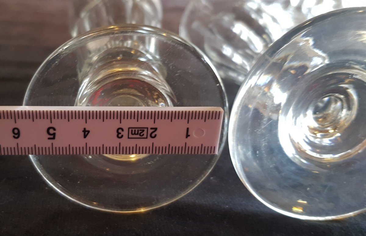  Lot 24 Flutes Anciennes à Pans En Cristal Taillé Modèle Caton-photo-7