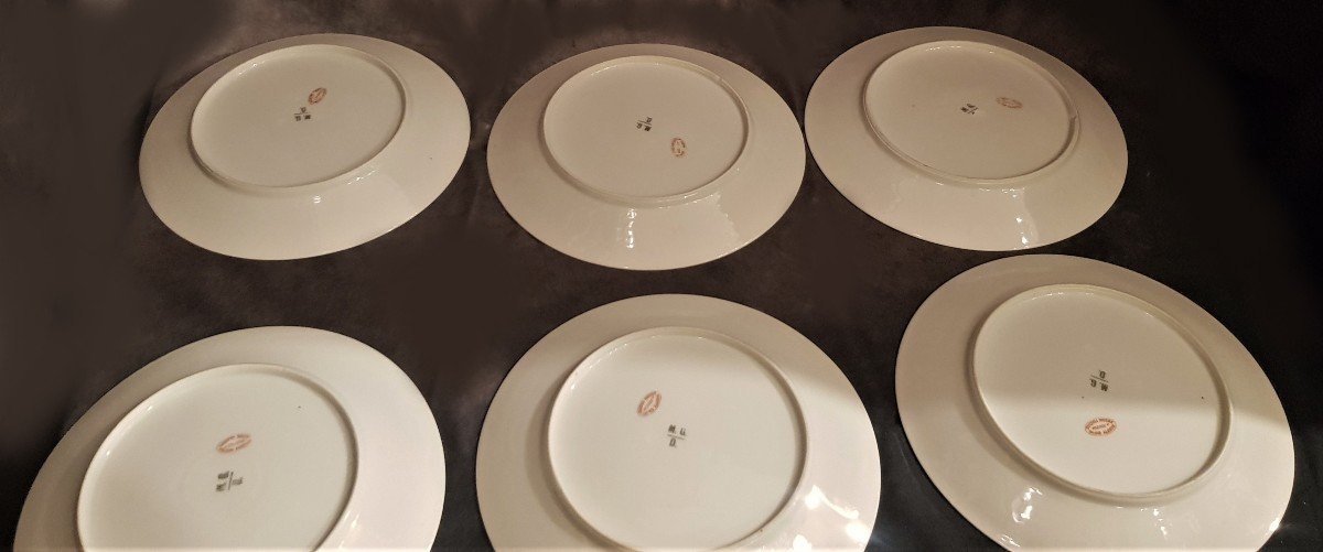 Reunion 8 Pieces Porcelain Doccia XIX S Painted Decor Of Roses-photo-2