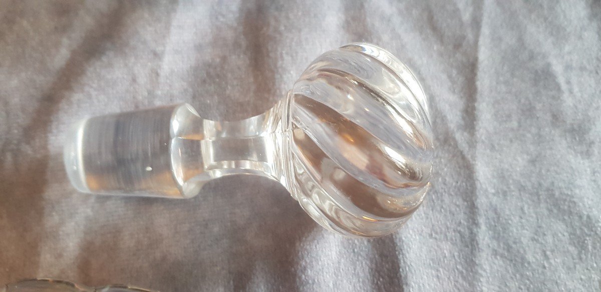 Tray And Two Baccarat Glass Bottles Model Bambous Tors-photo-2
