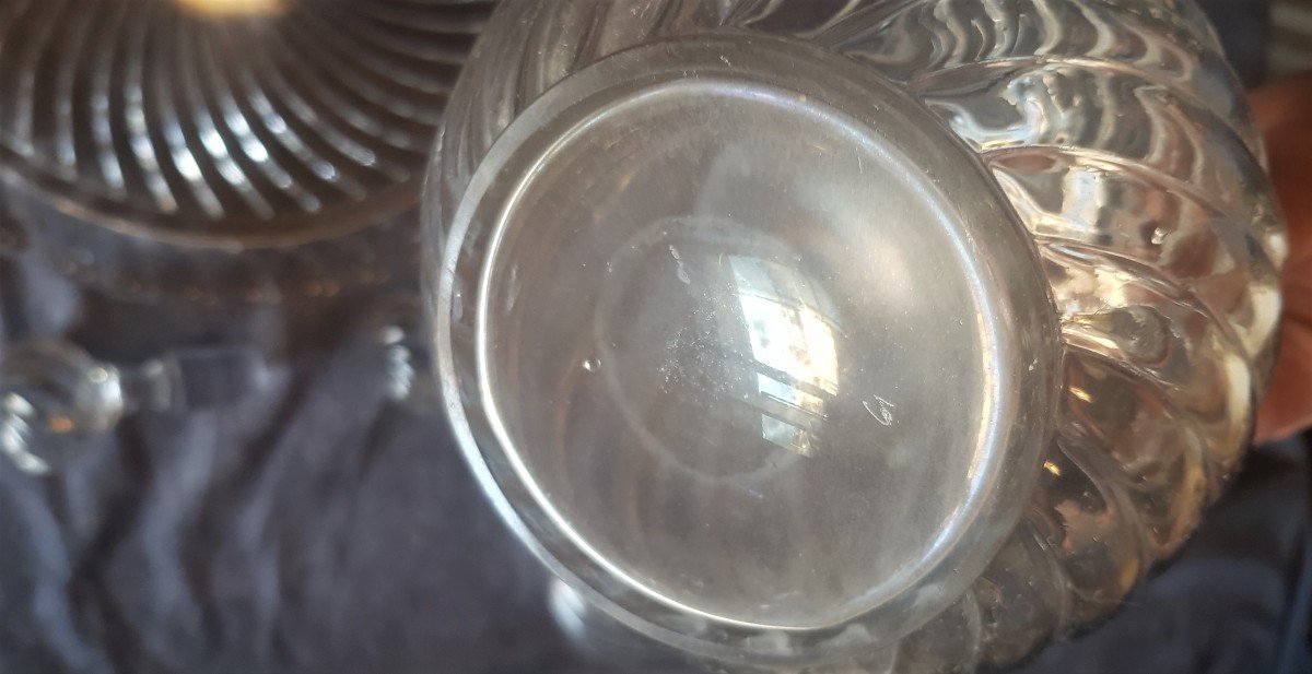 Tray And Two Baccarat Glass Bottles Model Bambous Tors-photo-5