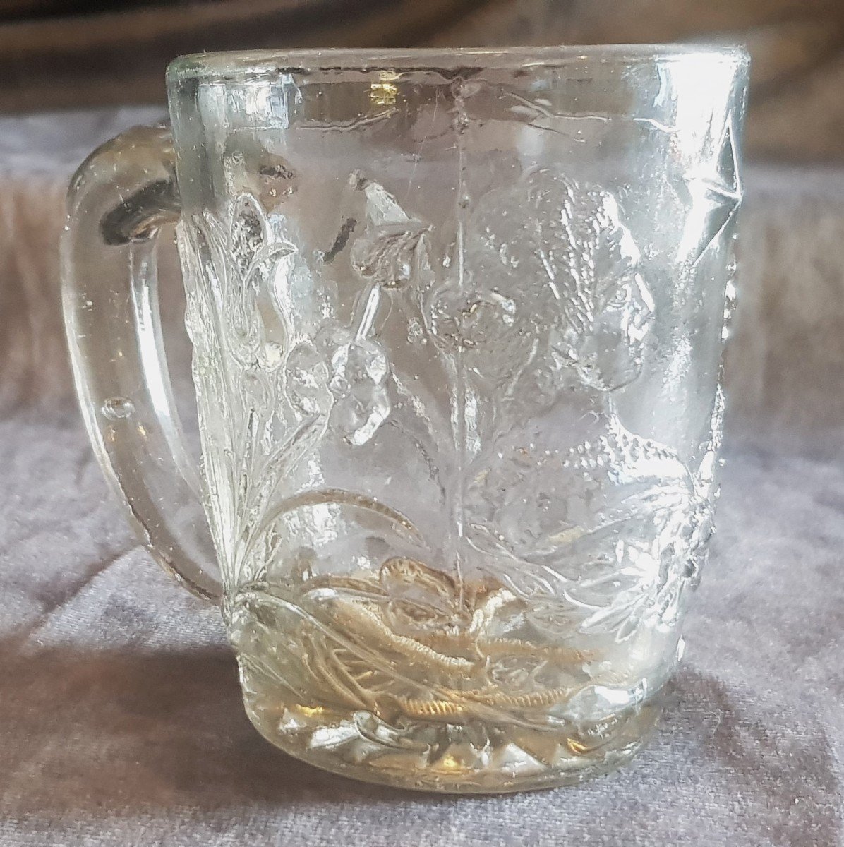  Chope Ancienne  Verre Pressé Moulé Profils  De Vittorio Emanuele III De Savoie Et Reine Hélène-photo-2