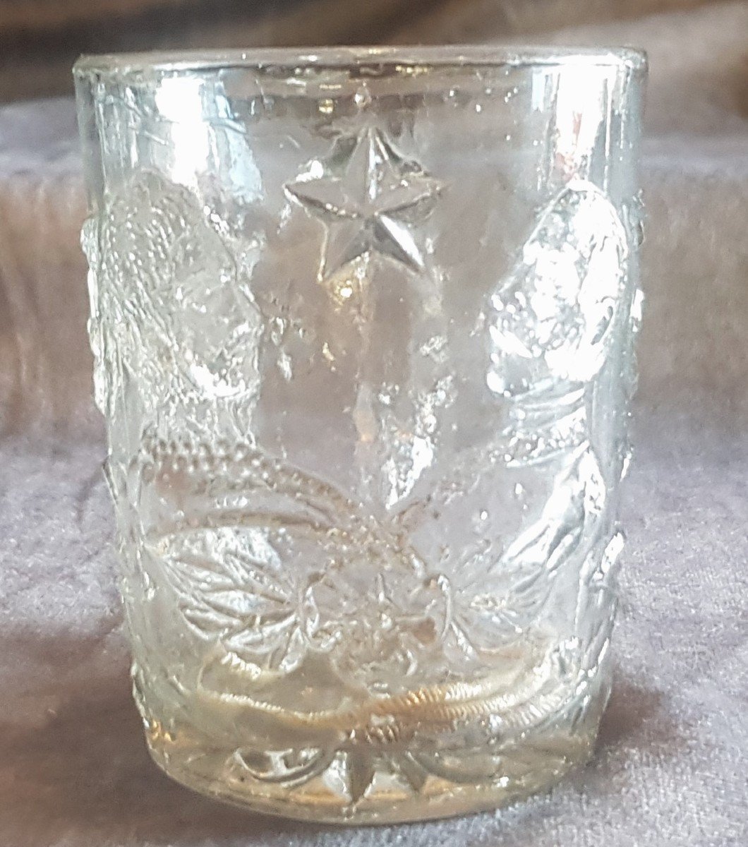  Chope Ancienne  Verre Pressé Moulé Profils  De Vittorio Emanuele III De Savoie Et Reine Hélène-photo-3