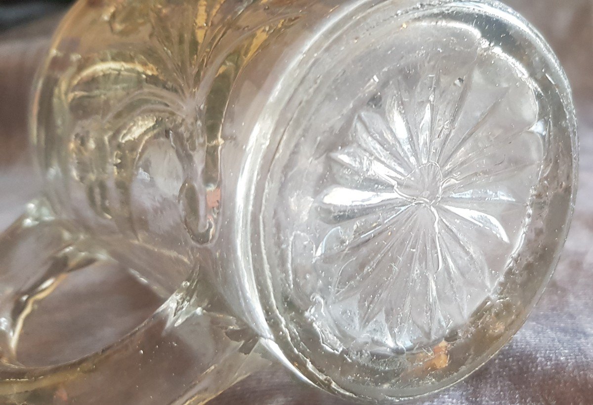 Old Molded Pressed Glass Tankard Profiles Of Vittorio Emanuele III Of Savoy And Queen Helena-photo-4