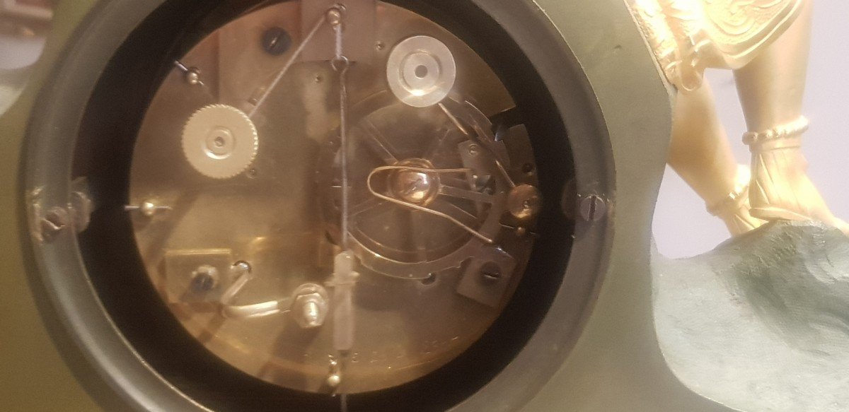  Pendule Emprie  En Bronze Doré Au Mercure l' Amérique Dans Le Gout De Deverberie-photo-2