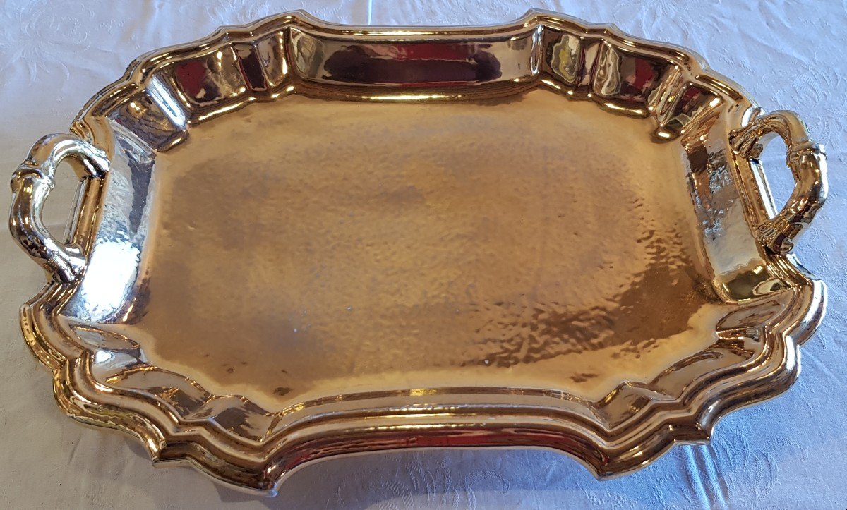 Old Large Zaccagnini Sesto Fiorentino Golden Terracotta Tray