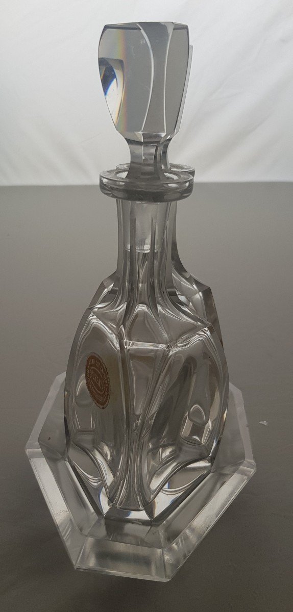 Set Ancien En Cristal De Bohème Taillé, Huilier Vinaigrier+ Sel Et Poivre -photo-4