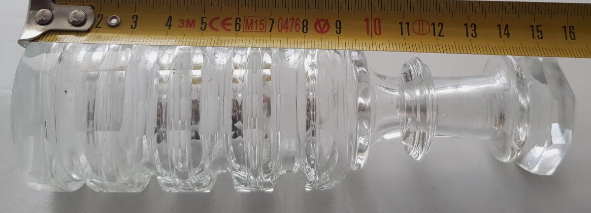 Antique Crystal And Turned Wood Dispenser For Oil, Vinegar, Salt, Pepper And Mustard-photo-3