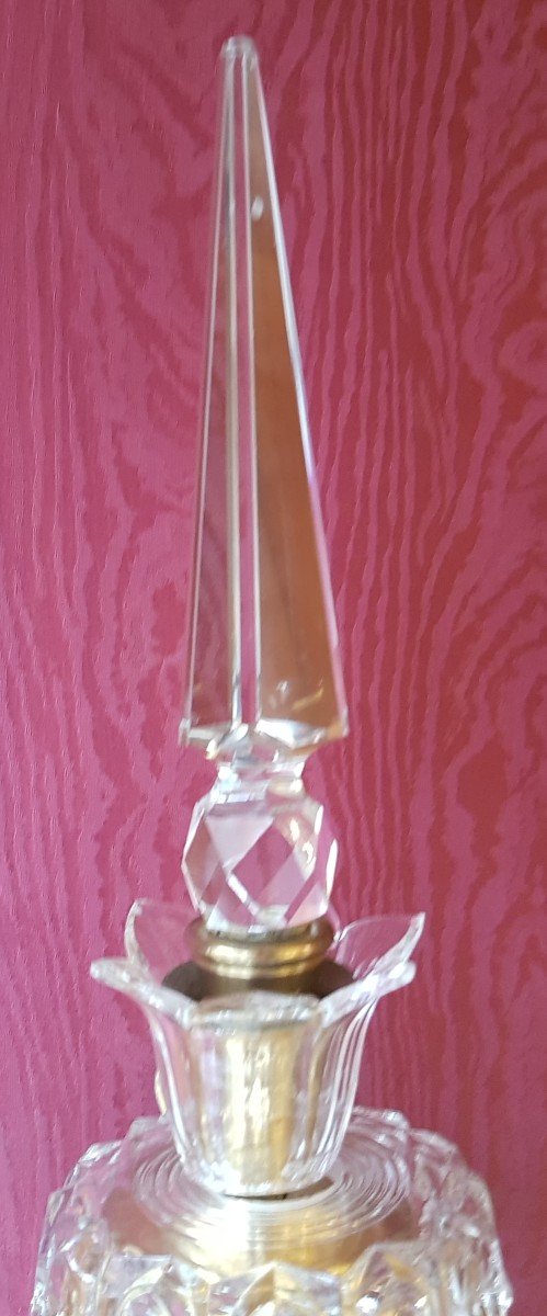 Pair Of Antique Dagger Sconces 2 Light Arms Garnished With Bohemian Crystal Pendants-photo-4