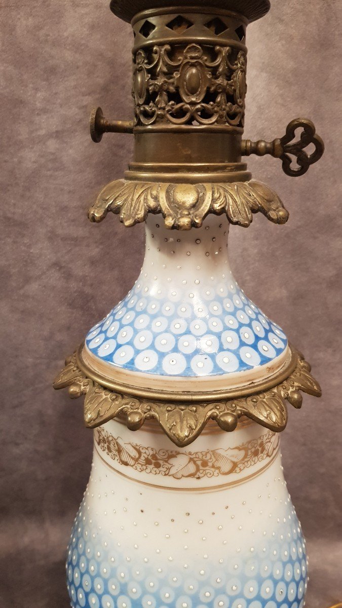 Pair Of Old 19th Century Kerosene Lamps Electrified-photo-4