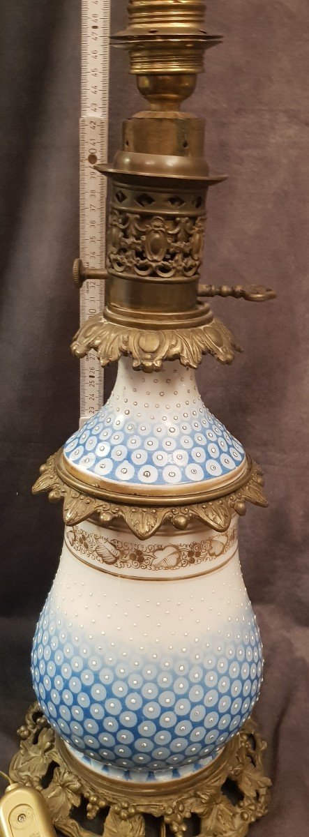 Pair Of Old 19th Century Kerosene Lamps Electrified-photo-8