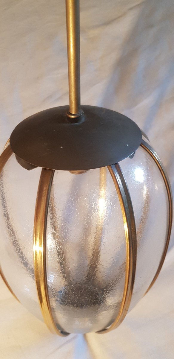 Glass And Brass Chandelier From The 60s Of The 20th Century-photo-1