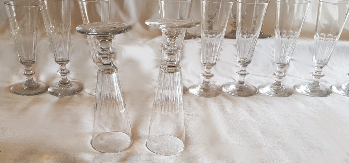 Set Of 11 Old Crystal Flutes Model Caton-photo-2