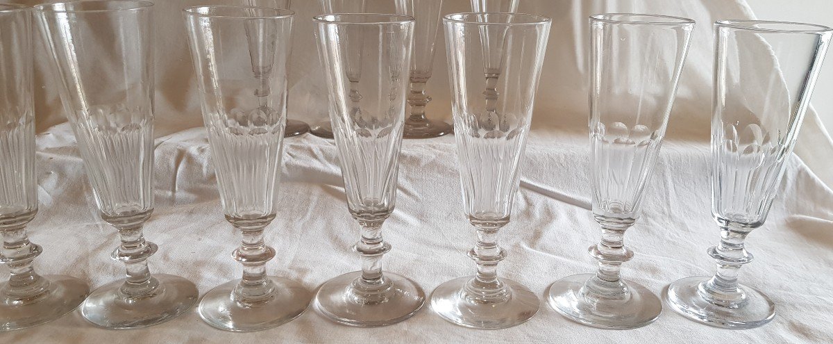 Set Of 11 Old Crystal Flutes Model Caton-photo-4