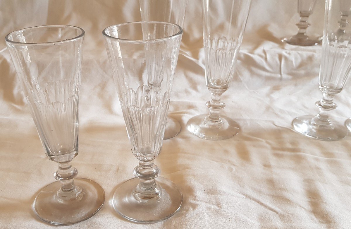 Set Of 11 Old Crystal Flutes Model Caton-photo-2