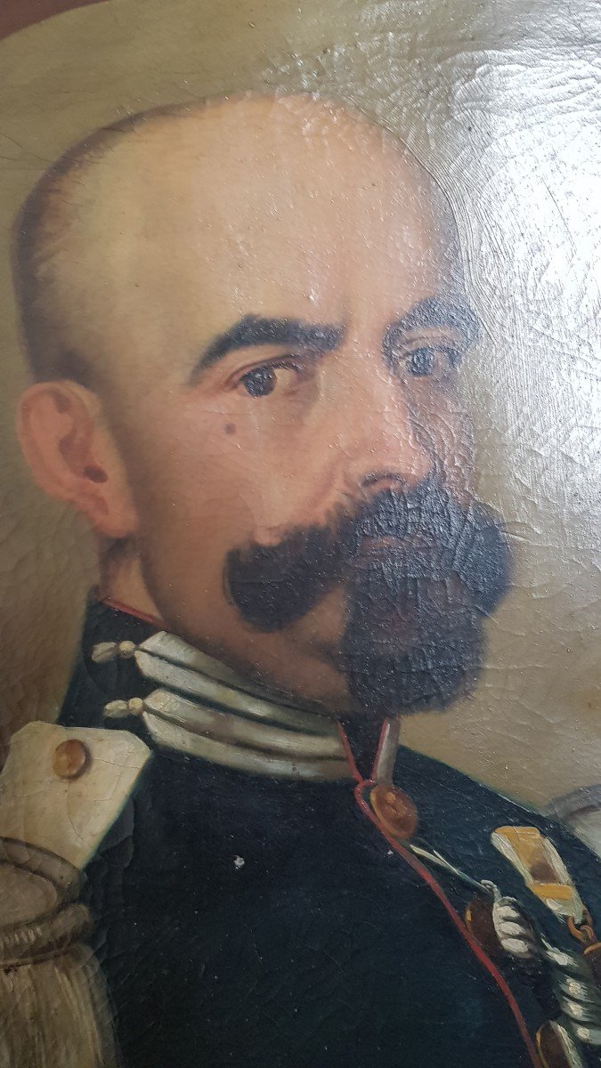 Portrait d'Officier Huile Sur Toile XIX ème Siècle-photo-2