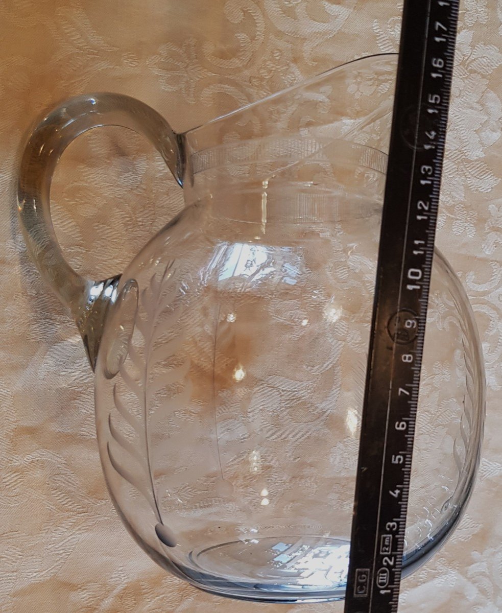 Two Carafes And An Italian Design Glass Pitcher From The 1950s-photo-8