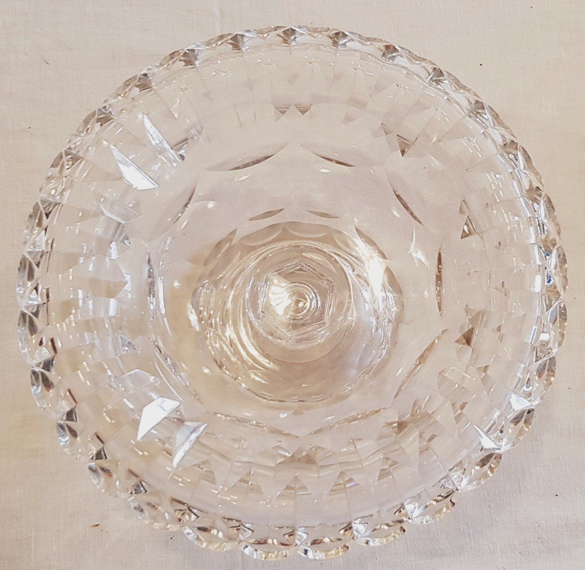 Beautiful Old Cut Crystal Cup On  Pedestal-photo-4