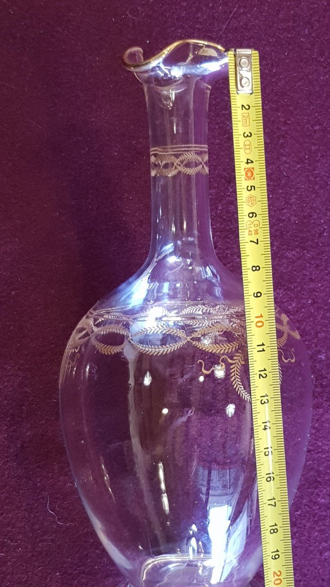 Beautiful Old Baccarat Crystal Decanter Engraved With A Golden Frieze Mod. Byzantine-photo-3