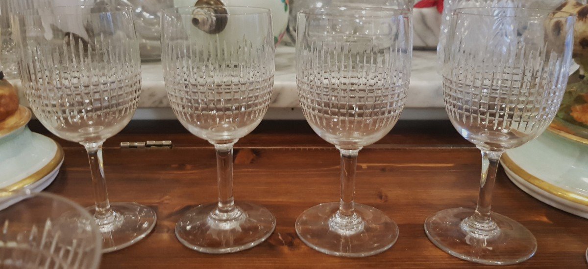  Lot 4 Verres à Eau Cristal Baccarat Modèle Nancy