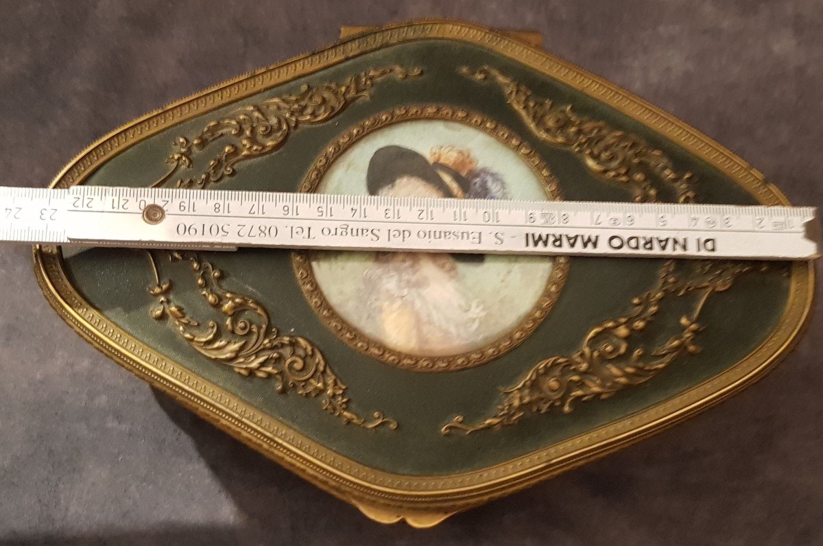  Ancien Coffret à Bijoux En Verre Et Laiton Avec Miniature-photo-8