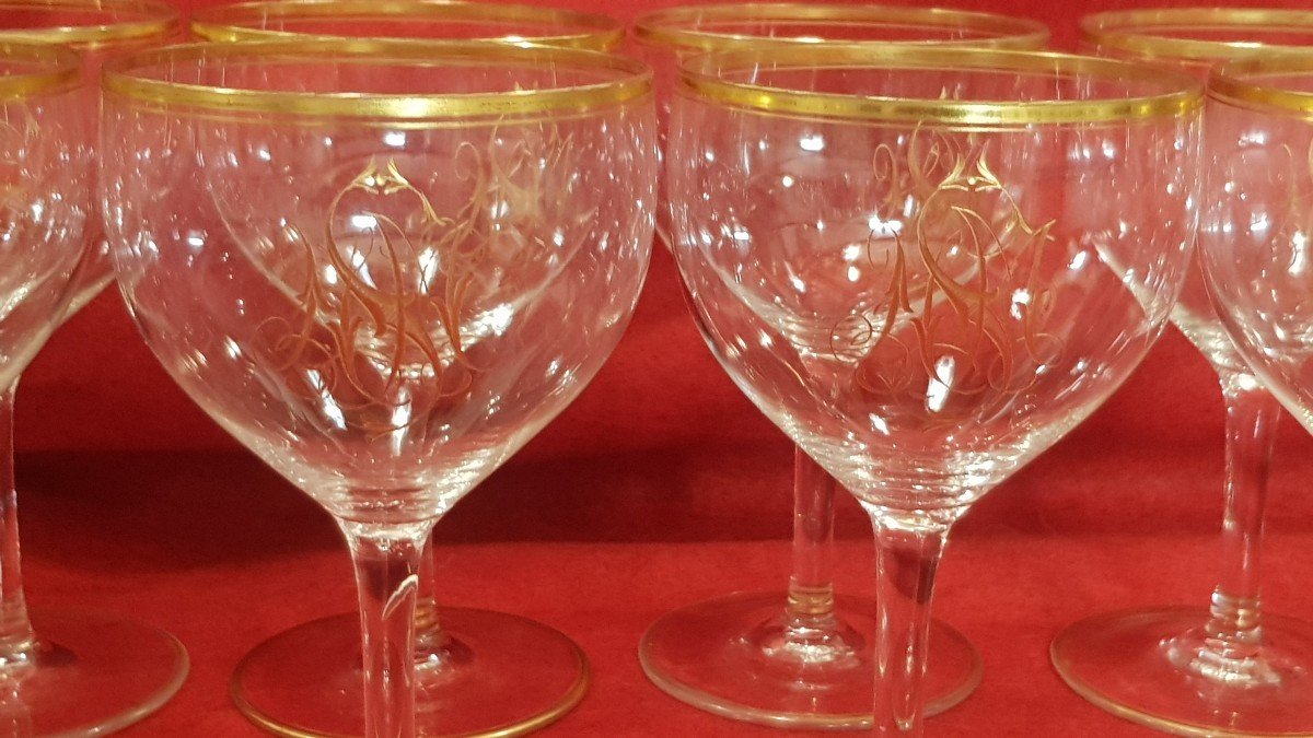 Serie De 10 Verres à Eau  anciens Lobmeyr Monogramme SMN-photo-4