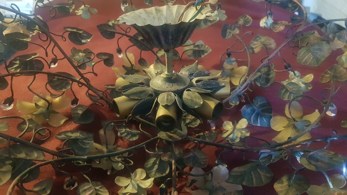 Large Iron And Glass Ceiling Light-photo-3