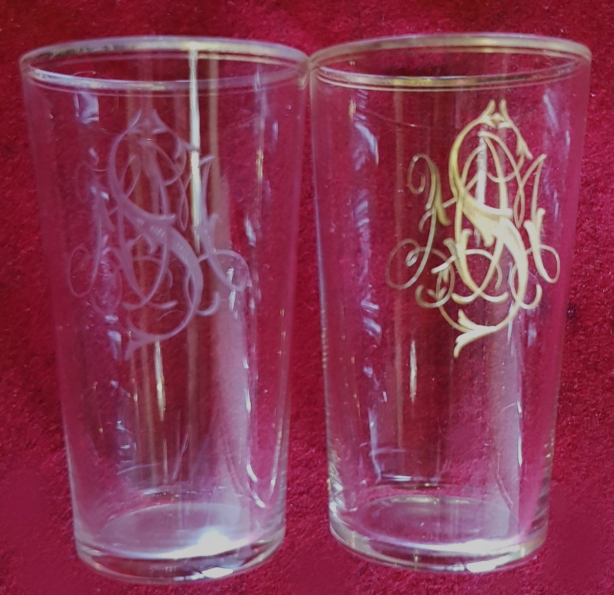 Lot De 14 Gobelets En Verre Mousseline Lobmeyr Monogramme Smn-photo-4