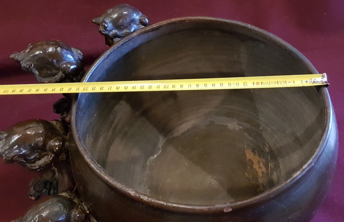 Grand Cache-pot Art Nouveau Italien En Ceramique-photo-2