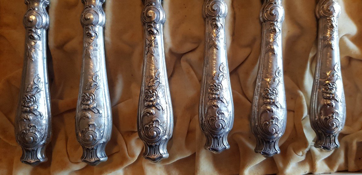 Couverts à Poisson Argent Fouré Art Nouveau Pour 6 Personnes-photo-2