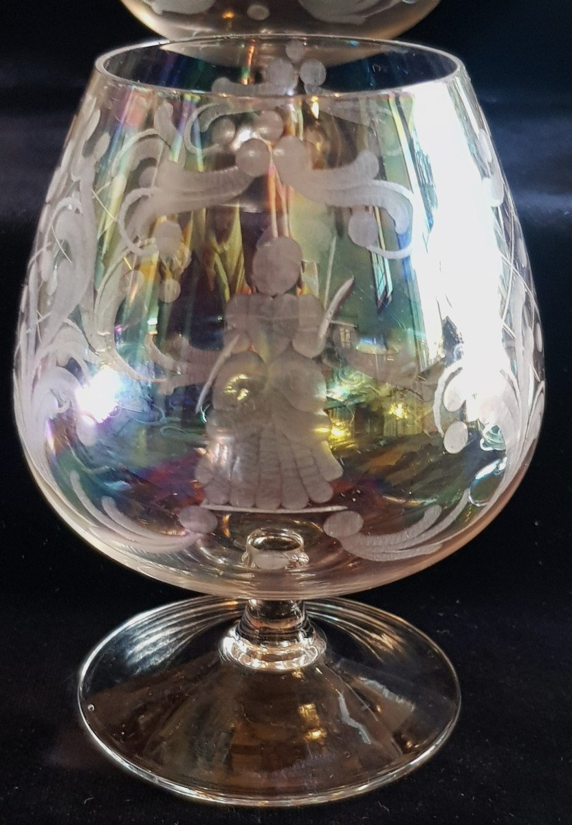 Serie De 6 Verres à Cognac Anciens  Vénitiens Moitié Du XX Siècle-photo-1