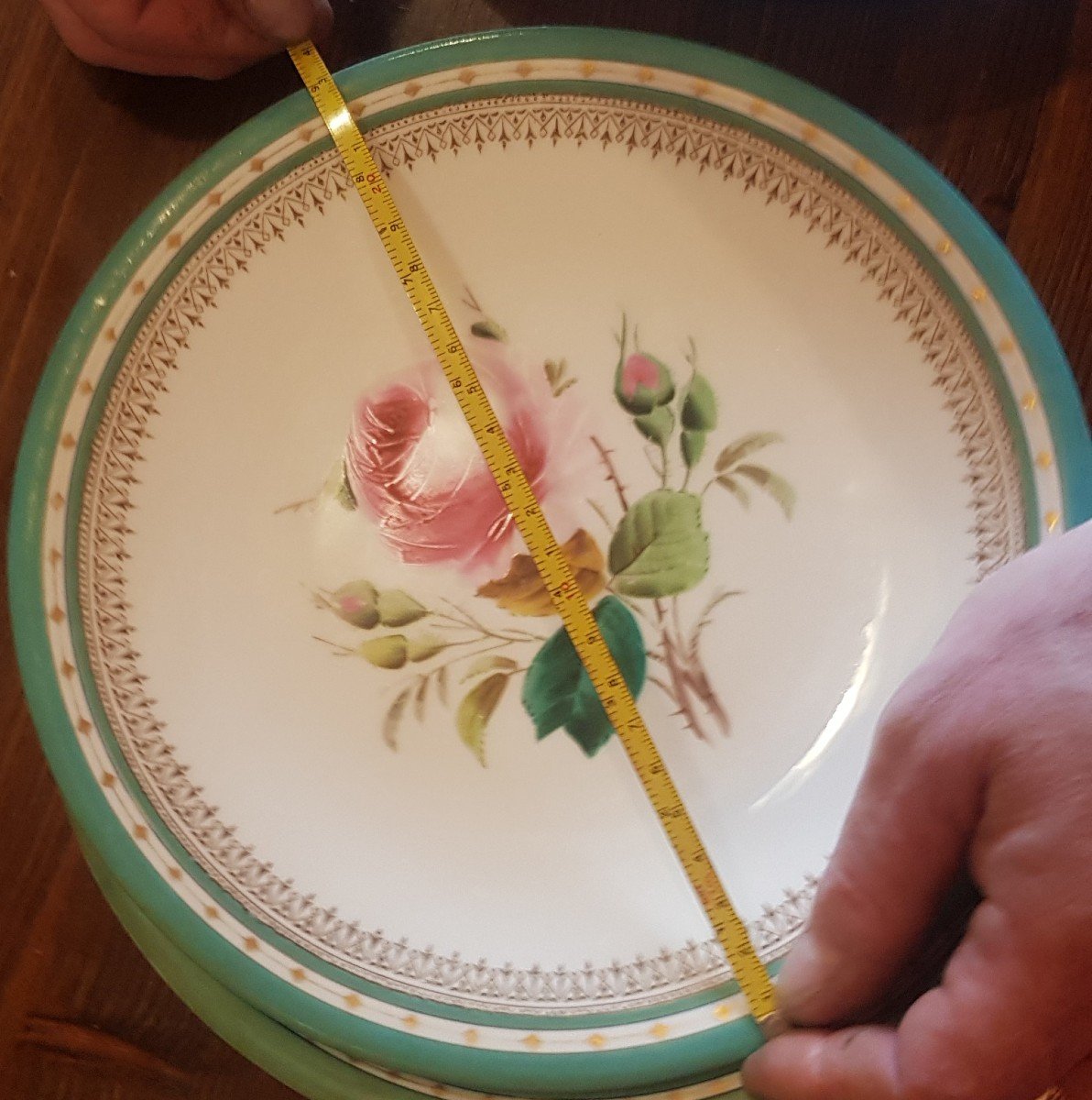 Pair Of Old English Earthenware Plates 19th Century Painted Flower Decoration -photo-7