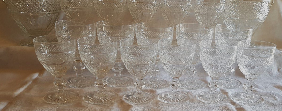 Serie 6 Verres à Vin Anciens Cristal Saint Louis Modèle Trianon